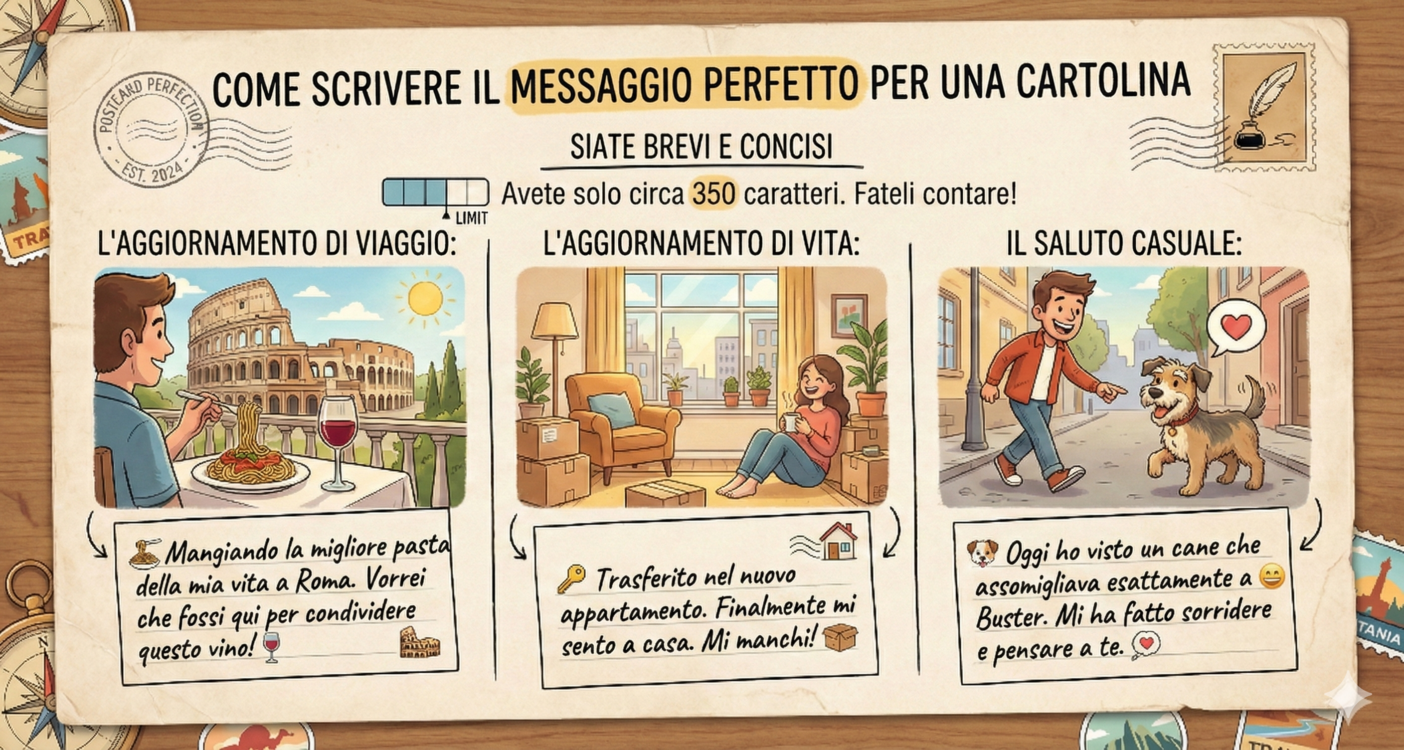 Come scrivere il messaggio perfetto per una cartolina