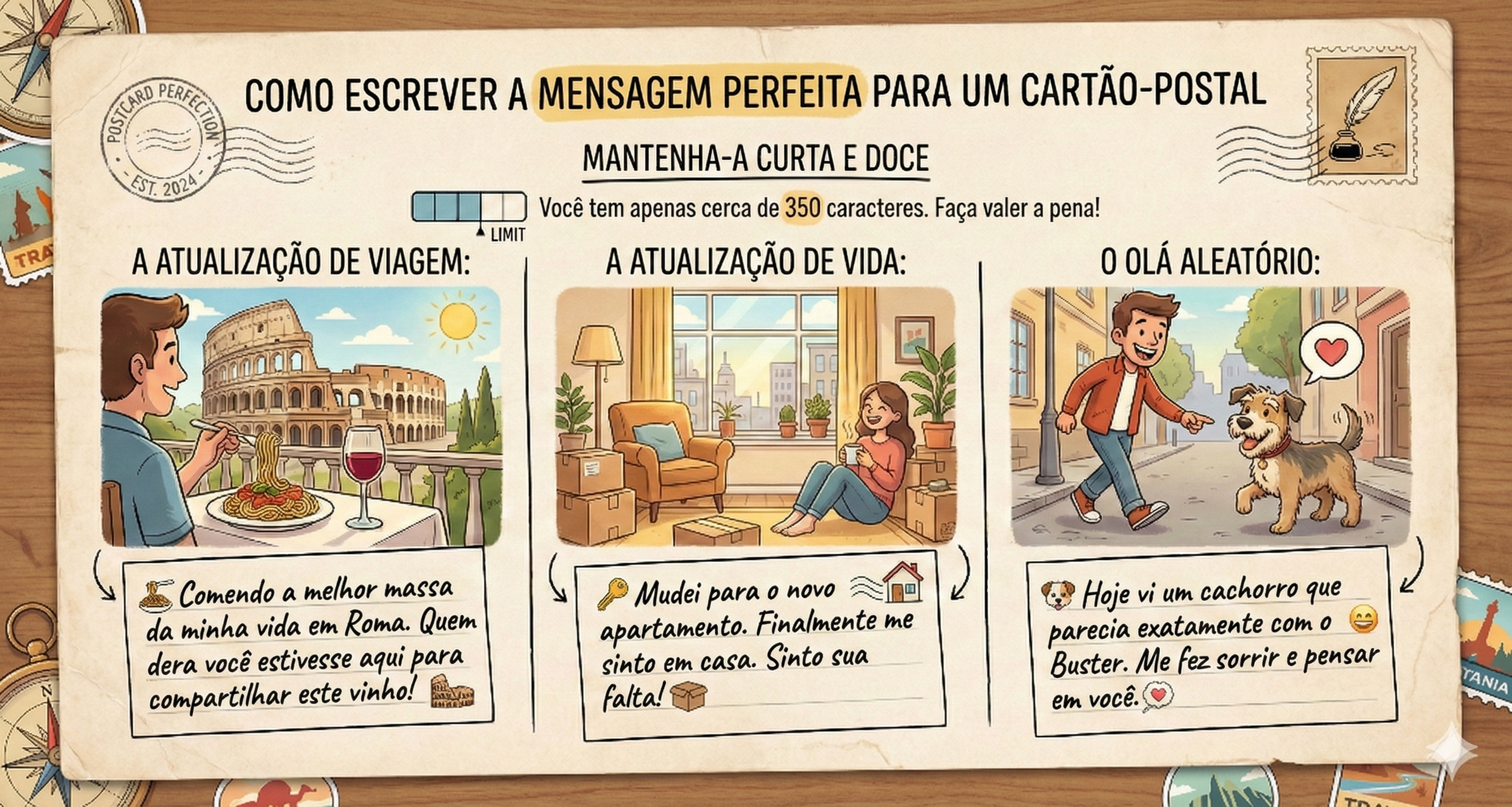 Como Escrever a Mensagem Perfeita para um Cartão-Postal